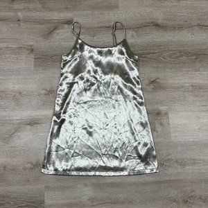 Silence + Noise Metallic Silver Slip Dress